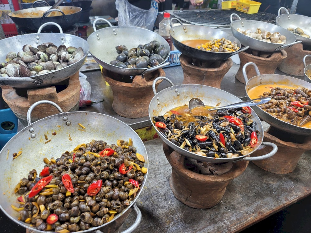 A variety of snails prepared in different ways